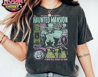 Retro Haunted Mansion Shirt: Hitchhiking Ghosts Halloween Tee