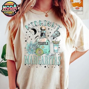 Vintage Midnight Margaritas T-shirt: Witchy Halloween Party Tee