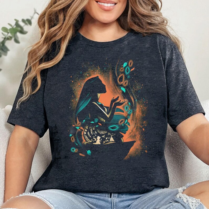 Camiseta retro con retrato de princesa Pocahontas de Disney, camiseta de Magic Kingdom, grupo de princesas de Disney, Walt Disney World, vacaciones en Disneyland imagen 4