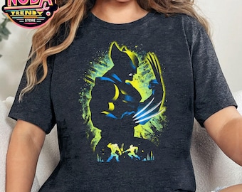 Maglietta retrò con silhouette di Wolverine: maglietta per fan dei supereroi degli X-Men