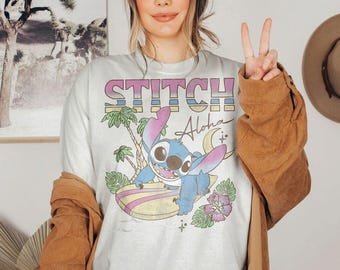 Vintage Disney Stitch Aloha Shirt, Summer Beach T-Shirt