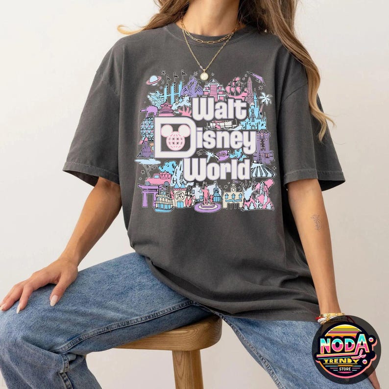 Retro Walt Disney World Comfort Colors Shirt, Disneyworld Family Shirts, Disneyworld Shirt, Epcot Center Shirt, Magic Kingdom Sweatshirt image 1