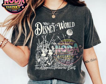 Maglietta retrò Disneyland: il posto più felice della Terra, maglietta di Topolino e Minnie