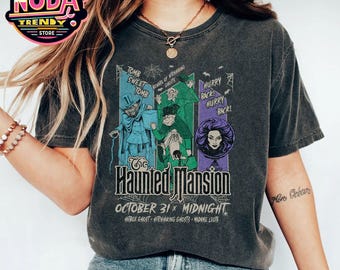 Retro Disney Halloween Haunted Mansion Shirt, Hitchhiking Ghosts Leota Hatbox Ghost Tshirt, Disneyland Halloween, Disney's Spooky Season