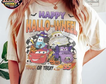 Retro Disney Cars Halloween Shirt, Lightning Mcqueen Mater Halloween, Disney Happy Hallo-Wheel T-Shirt, Cars Land Halloween, Disneyland Trip