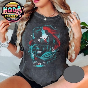 Retro Disney The Little Mermaid Ariel Princess And Eric Prince Silhouette Portrait Shirt, The Magic Kingdom T-Shirt, Walt Disney World Tee