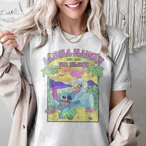 Retro Disney Lilo and Stitch Shirt, Stitch Aloha Hawaii Come Visit T-shirt, Walt Disney World, The Magic Kingdom, Disneyland Vacation Tee image 3