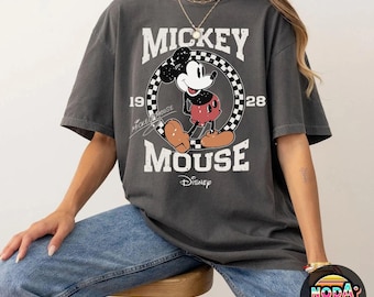 Camisa vintage de Mickey Mouse de Disney de 1928 de Comfort Colors®, sudadera a cuadros de Mickey, camisa clásica de Mickey, camisa de viaje a Disney