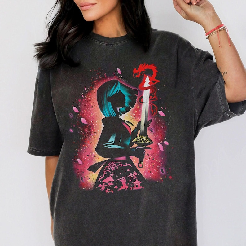 Chemise portrait rétro Disney Princesse Mulan, T-shirt Walt Disney World, Le royaume magique, groupe de princesses, T-shirt anniversaire Disney pour filles image 1