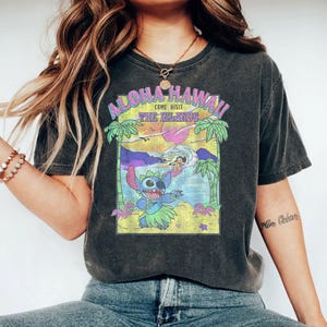 Retro Disney Lilo and Stitch Shirt, Stitch Aloha Hawaii Come Visit T-shirt, Walt Disney World, The Magic Kingdom, Disneyland Vacation Tee image 2