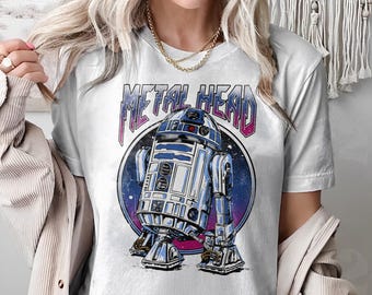 Retro Star Wars R2-D2 T-Shirt: Metallkopf Droide Portrait