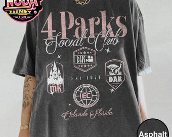Retro 4 Park Social Club Shirt: Orlando Florida Disneyworld Trip