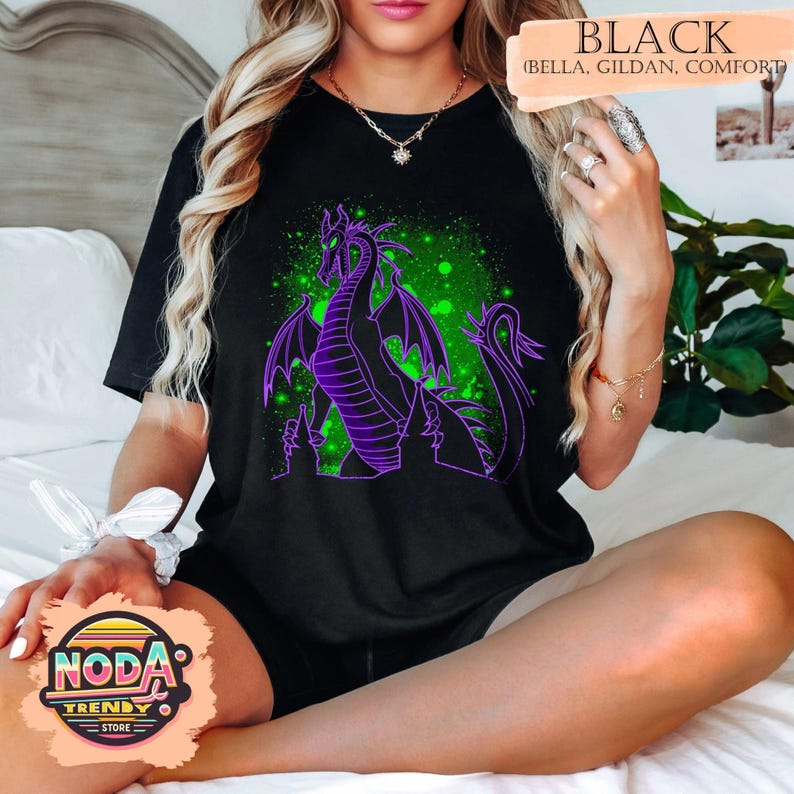 Vintage Disney shirt Maleficent Dragon portret, The Magic Kingdom T-shirt, shirt Disney familie-uitstapje, Walt Disney World, vakantie Disneyland afbeelding 4