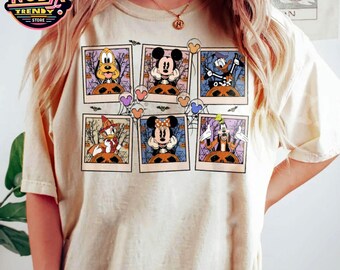 Disney Halloween Mickey i Przyjaciele Polaroid Koszulka, Mickey Skeleton T-shirt, Mickey's Not So Scary Party, Straszne wibracje, Disneyland Vacation