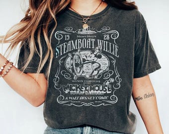 Retro Disney Mickey Mouse Steamboat Willie Shirt, Walt Disney Comic Est 1928 T-shirt, The Magic Kingdom, Disneyland Trip Tee Birthday Gift