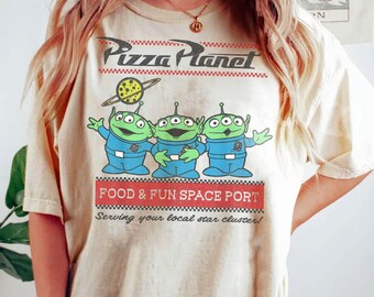 Camiseta de Ailen de Pizza Planet, Toy Story de Disney, Puerto Espacial de Comida y Diversión, Camiseta con el logo de Pizza Planet a cuadros, Camiseta de Buzz Lightyear, Viaje a Disneyland