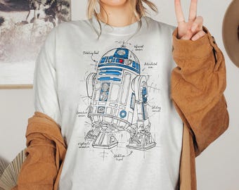 Retro R2-D2 Schematisches Shirt - Galaxy's Edge T-Shirt