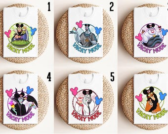 Camiseta retro de villanos de Disney: Maléfica, Reina Malvada, Hades, camiseta de Úrsula, Cruella, Scar, grupo de villanos, modo vacaciones Disney, vacaciones en Disneyland