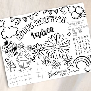 Pagine da colorare di compleanno di Daisy, primo compleanno, attività di colorazione, riempitivo per sacchetti da festa, stampabile, tema di compleanno di Daisy, attività per bambini