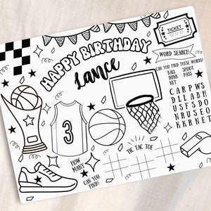 Basketball Birthday Coloring Page Sports Theme Birthday Party Boy Sports Birthday Party Favor Coloring Sheet Basketball Activity Sheet