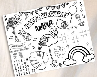 Printable Flamingo Coloring Pages for Flamingo Birthday Party Or Just A Fun Activity, Let's Flamingle, Digital Download