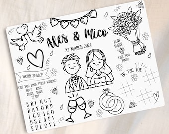 Wedding Coloring Placemat For Kids Wedding Activity Book Printable Wedding Activity Placemat Custom Coloring Book
