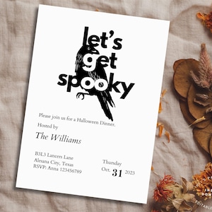 Halloween Party Invitation | Costume Party | Instant Download | Halloween Invitation | Let&#39;s Get Spooky Typography Invite
