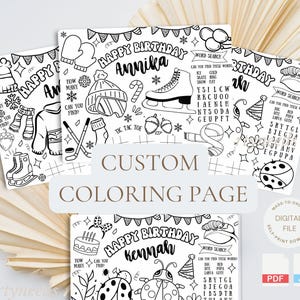 Custom Coloring Page, For Kids, For Birthday, For Wedding, For Any Occasion PRINTABLE Digital File
