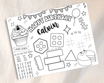 Building Blocks personalized Birthday Coloring Sheets, Coloring placemat, Birthday Activity, Instant Download