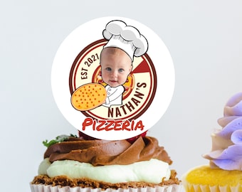 Pizza Party Cupcake Toppers Pizza Birthday Party Italian Birthday Party Chef Birthday Party Personalized Printable Toppers or stickers