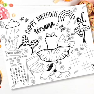 Ballerina Birthday Activity Placemat Ballerina Coloring Page Ballerina Birthday Decorations Party Favors
