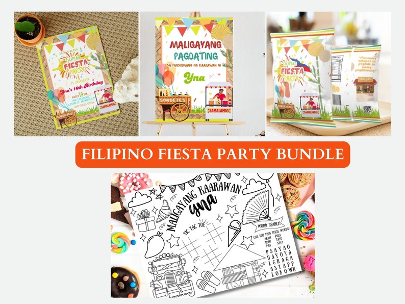 Editable Filipino Fiesta Theme Party Bundle Birthday Invitation