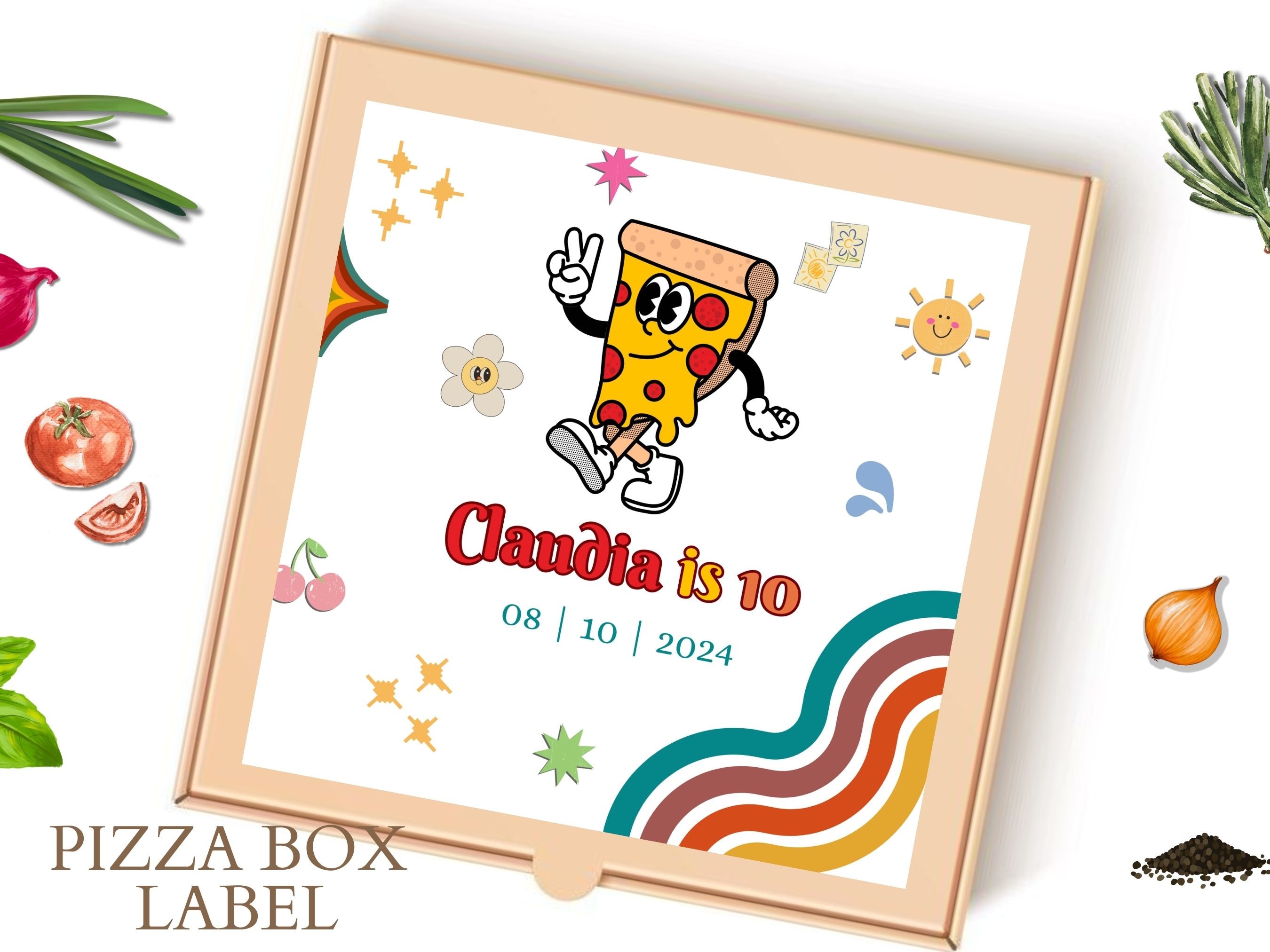 Customizable Pizza Box Label Custom Pizza Box Printable Label Pizza Birthday Party Italian Birthday ...