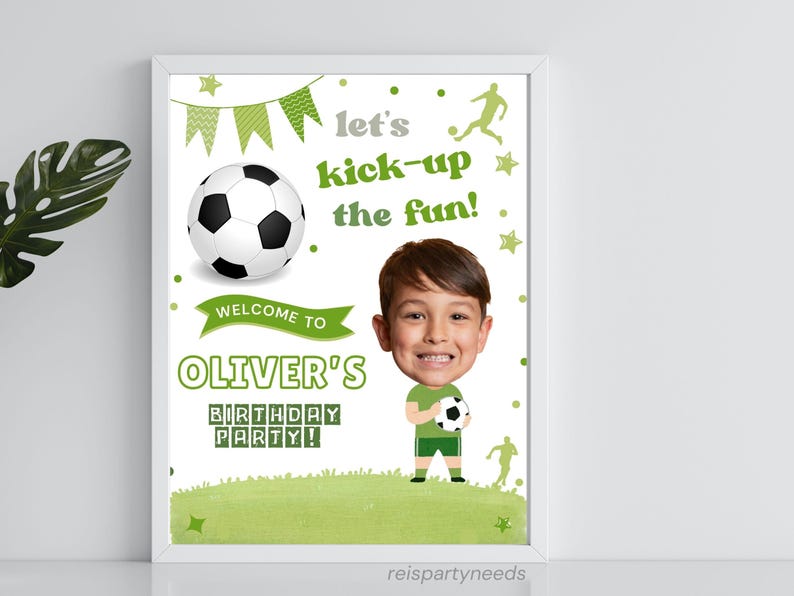 Welcome Kick Custom Face Soccer Welcome Sign, Personalized Soccer Party Sign With ...