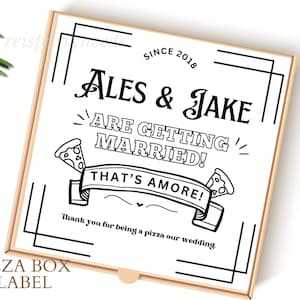 Wedding pizza box, Custom Vintage Wedding Pizza Box Template, Pizza Box Customizable, Rehearsal Dinner, Engagement Party Wedding Favor Boxes