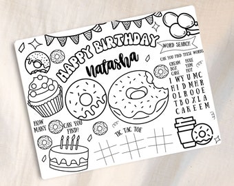 Donut Coloring Placemat - Printable