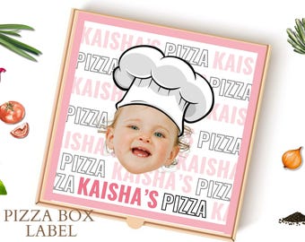 Personalized Pizza Box Custom Printable with Photo and Name Pizza Party Decoration Pizza Chef Birthday Italian Party Decor Retro Pink Girl