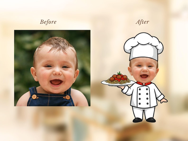 Italian Themed Birthday Party Invitation, Customized Chef Face ...