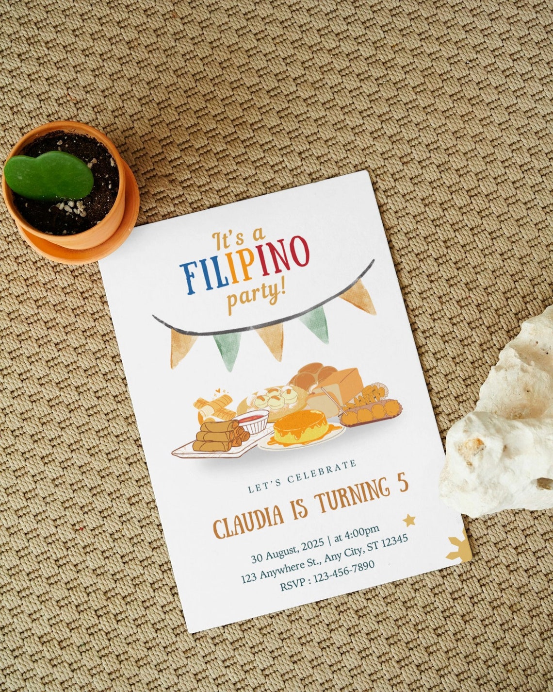 Editable Filipino Theme Birthday Invitation, Filipino Party, Filipino