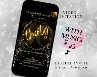 Digital invitation 30th birthday, Minimalistic invitation, Editable digital invite birthday, 30th birthday invite, Modern invitation, Thirty