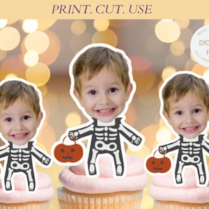 Halloween Decor Skeleton Cupcake Toppers, Grave, Halloween Decorations, PDF, Halloween Party, Cake Decor, Skull Topper