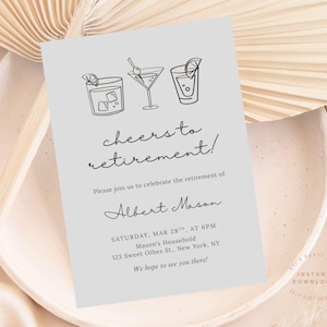 Retirement invitation Template Editable Modern Retirement Party invite Minimalist Printable Cheers Retirement Celebration invitation Digital