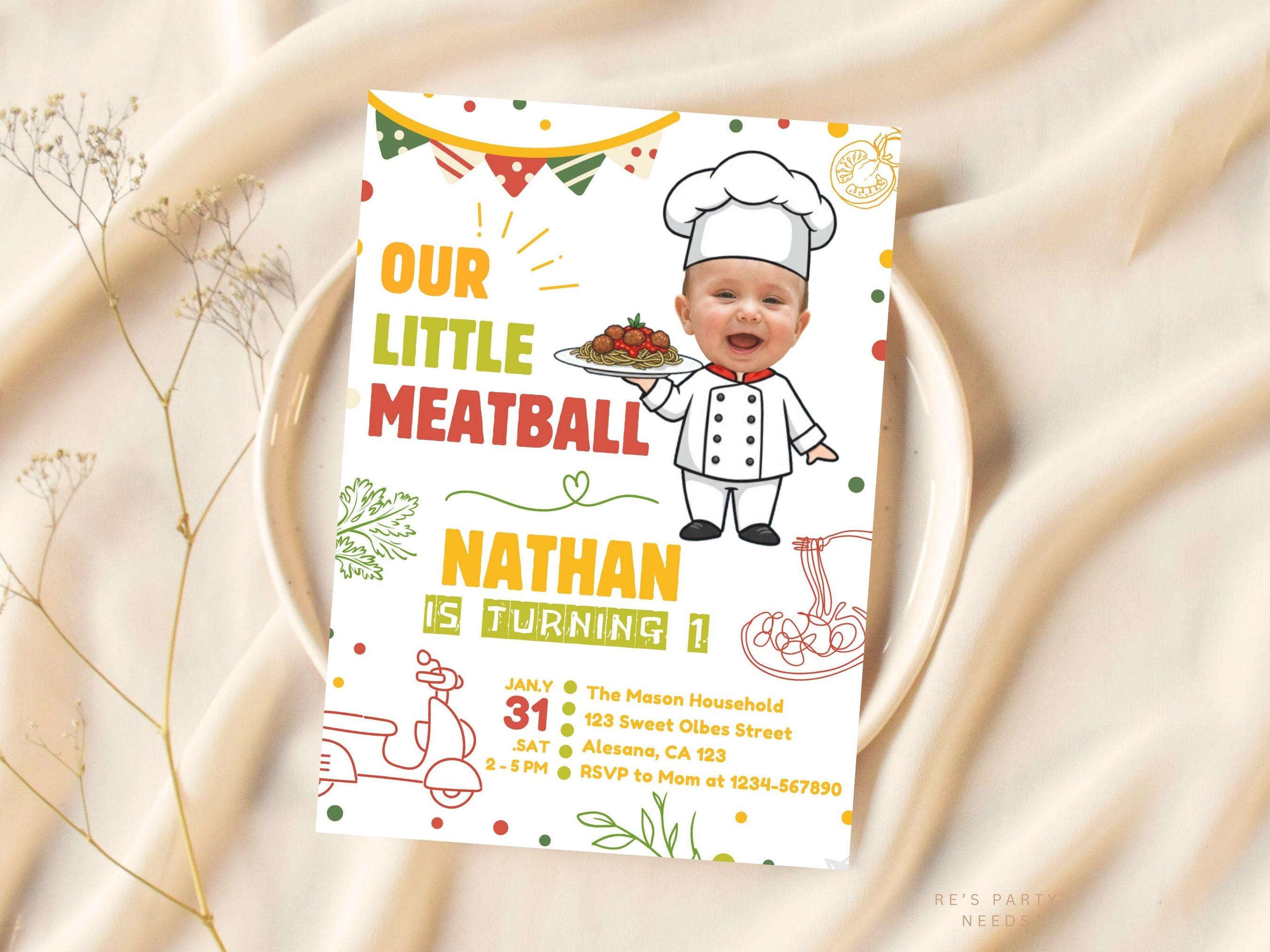 Italian Themed Birthday Party Invitation, Customized Chef Face ...