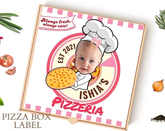 Personalized Pizza Box Custom Printable with Photo Pizza Party Decoration Pizza Chef Birthday Italian Party Decor Chef Party Decor Pink Girl