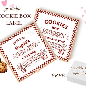Instant Download Valentine Cookie Box Sticker, Pizza Box Label, Baked With Love, Sticker Cookie Tag Printable, Valentine Gift Box DIY Sweets