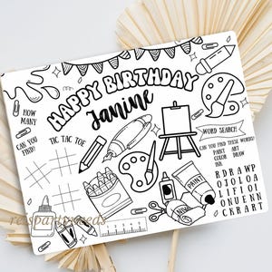 Personalisierte Kunst Party Geburtstag druckbare Malseite Kunst Party Favor Art Party Aktivität Malerei Party Geburtstag Aktivität benutzerdefinierte Name Seite