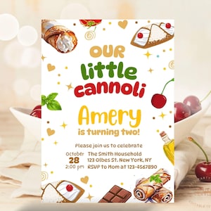Our Little Cannoli Birthday Invitation | Birthday Invitation | Cute Italian Birthday Invite | Instant Download | Canva Template