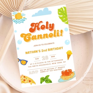 Convite de aniversário italiano de verão, convite para cannoli sagrado | Aniversário italiano | Buon Compleanno