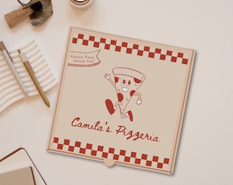 Custom Pizza Box Labels - Retro Pizza Theme - Italian Birthday Favors - Pizza Party Birthday - Classic Theme Party -Chef Party PRINTABLE