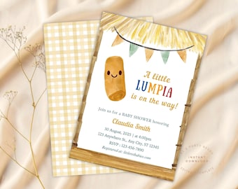 Editable Little Lumpia Baby Shower Invitation, Filipino Baby Shower Invite, Little Lumpia is on the Way Invite Template DIY Invitation